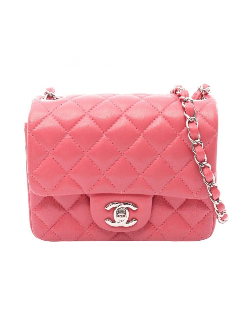 Chanel Shoulder Bag Mini Quilted Pink Lambskin Chain